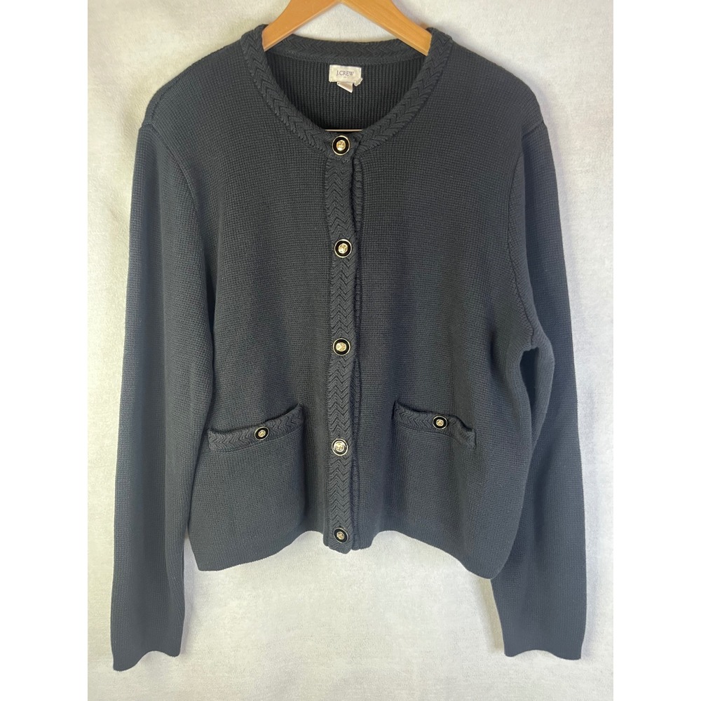 J Crew Emilie patch pocket sweater cardigan classic lady jacket XL cotton preppy